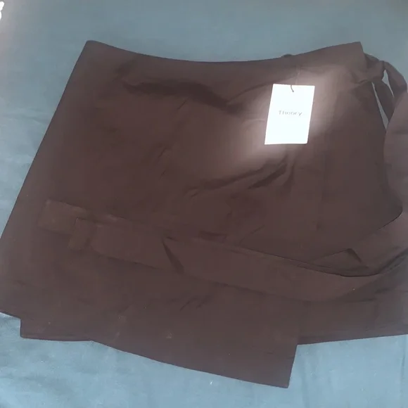 Theory | Cotton Black Wrap Tie Skirt - Picture 3 of 7